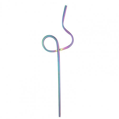 Drinking Straw Food Grade Rust-proof Stainless Steel Unique Shaped Polishing Surface Eco-friendly Metal Coffee Straws for Home: Neon