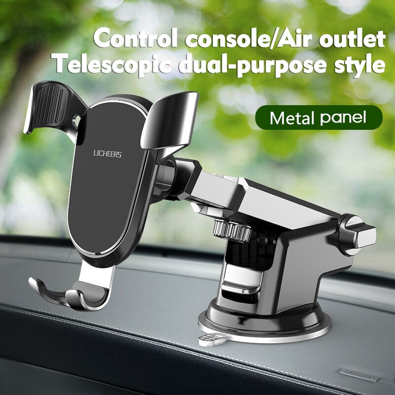 LINGCHEN-Soporte de teléfono Gravity para coche, para iPhone 11 Pro, X, Xs, soporte de teléfono móvil Xiaomi y Samsung: Suction cup metal