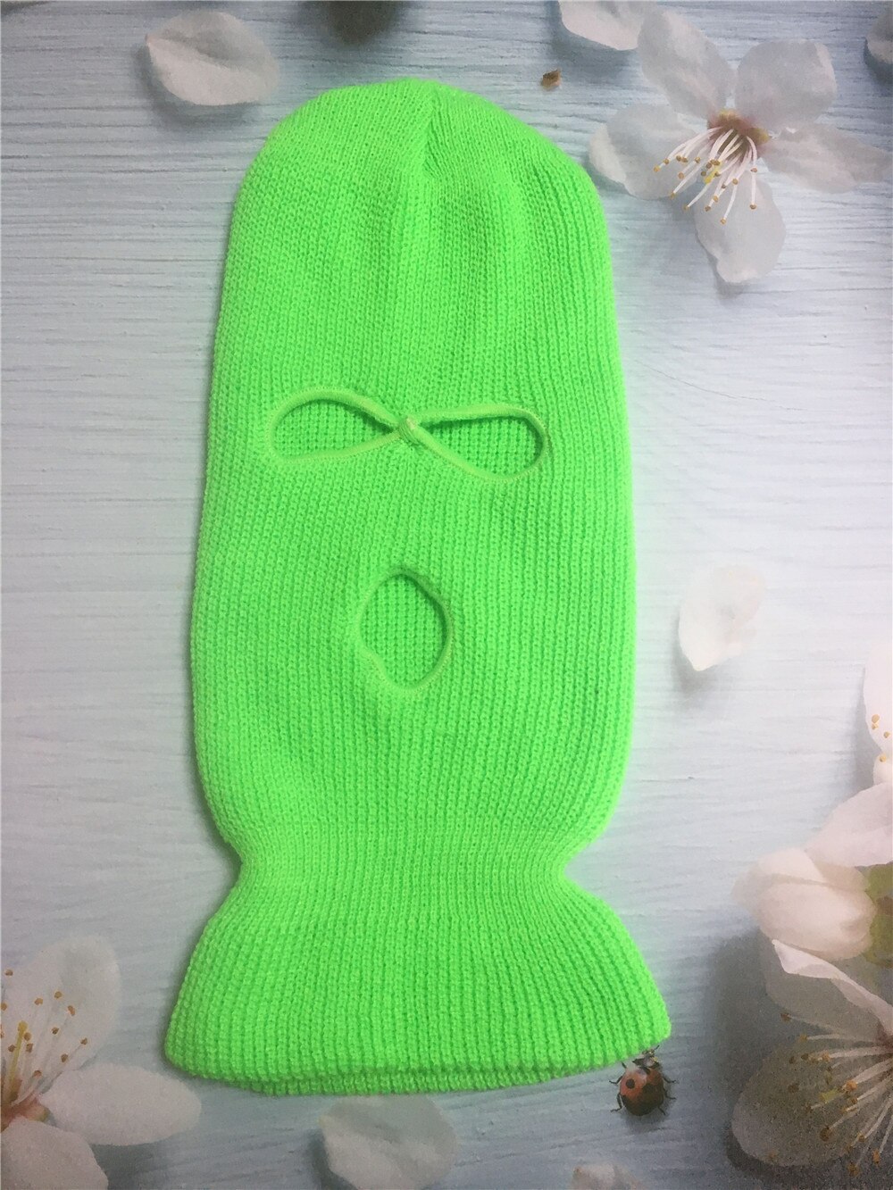 3-Hole Ski Face Mask Balaclava Embroidery Letter Tears Men and Women Winter Hats Ski Mask Warm Thermal Knitted Hat Party: green