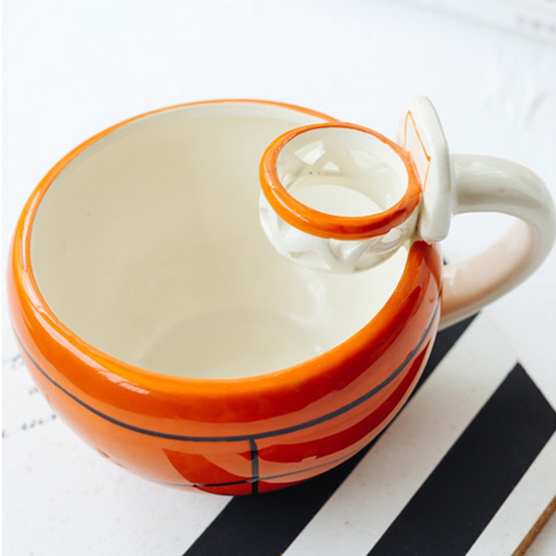 Football Shape Coffee Mug With Handle Ceramic Cup Office Household Milk Tea Mugs For Child Birthday