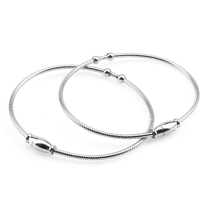 1pcs Stainless Steel jewelry 60mm Diameter Round Magnet Embedded Bracelet Bangles cuff bracelets for Women jewelry