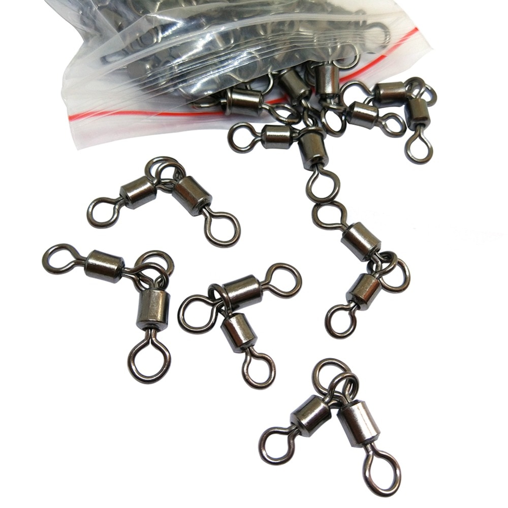 INFOF 200 pcs/lot à Trois Voies Pivotant Connecteur De Pêche Roulement Triangle Joint Pivotant En Acier Inoxydable Terminal S'attaquer