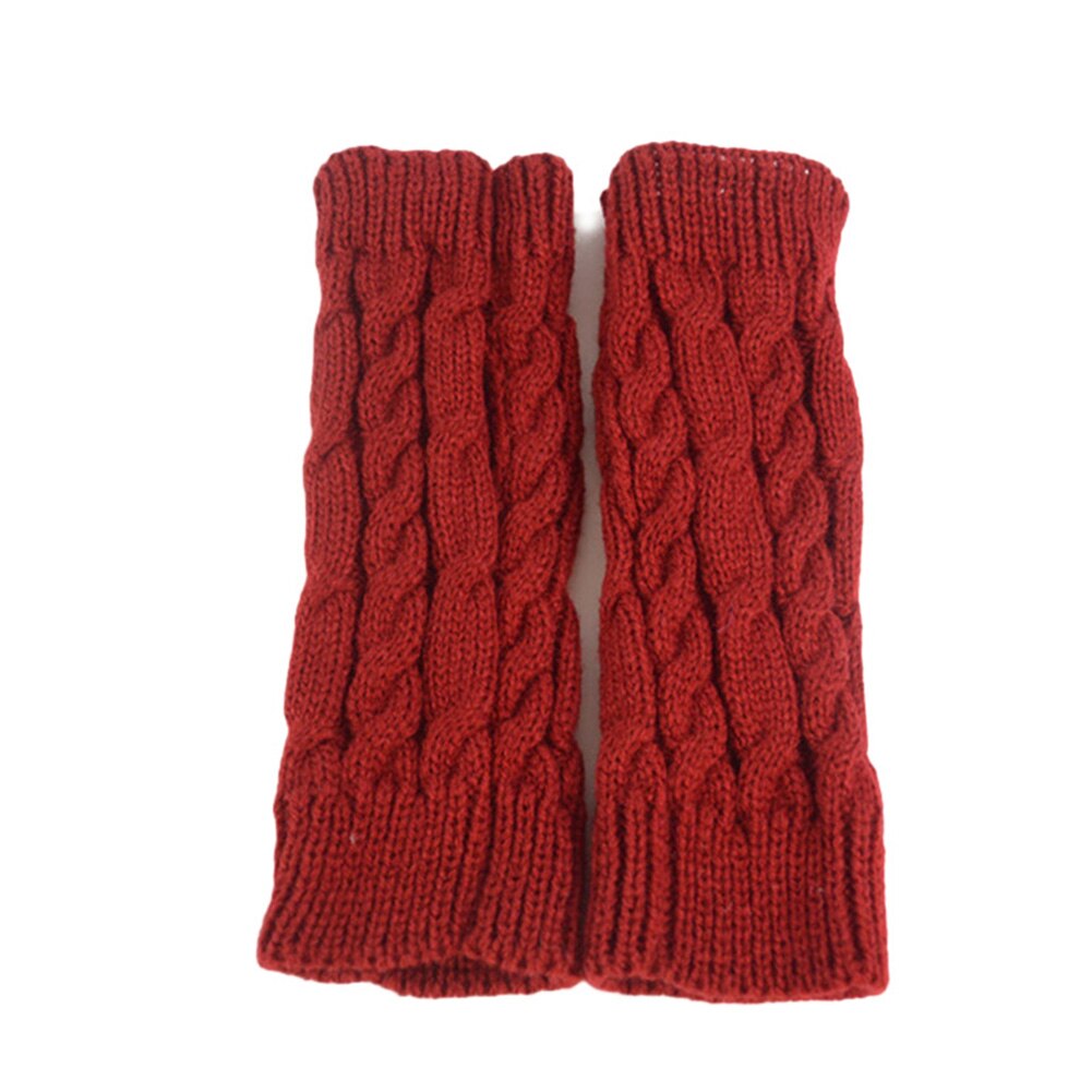 1 par vinter unisex vanter arm ærme varmere fingerløse strikkede lange handsker manga para brazo mujer kvinder mænd armopvarmere: Rød