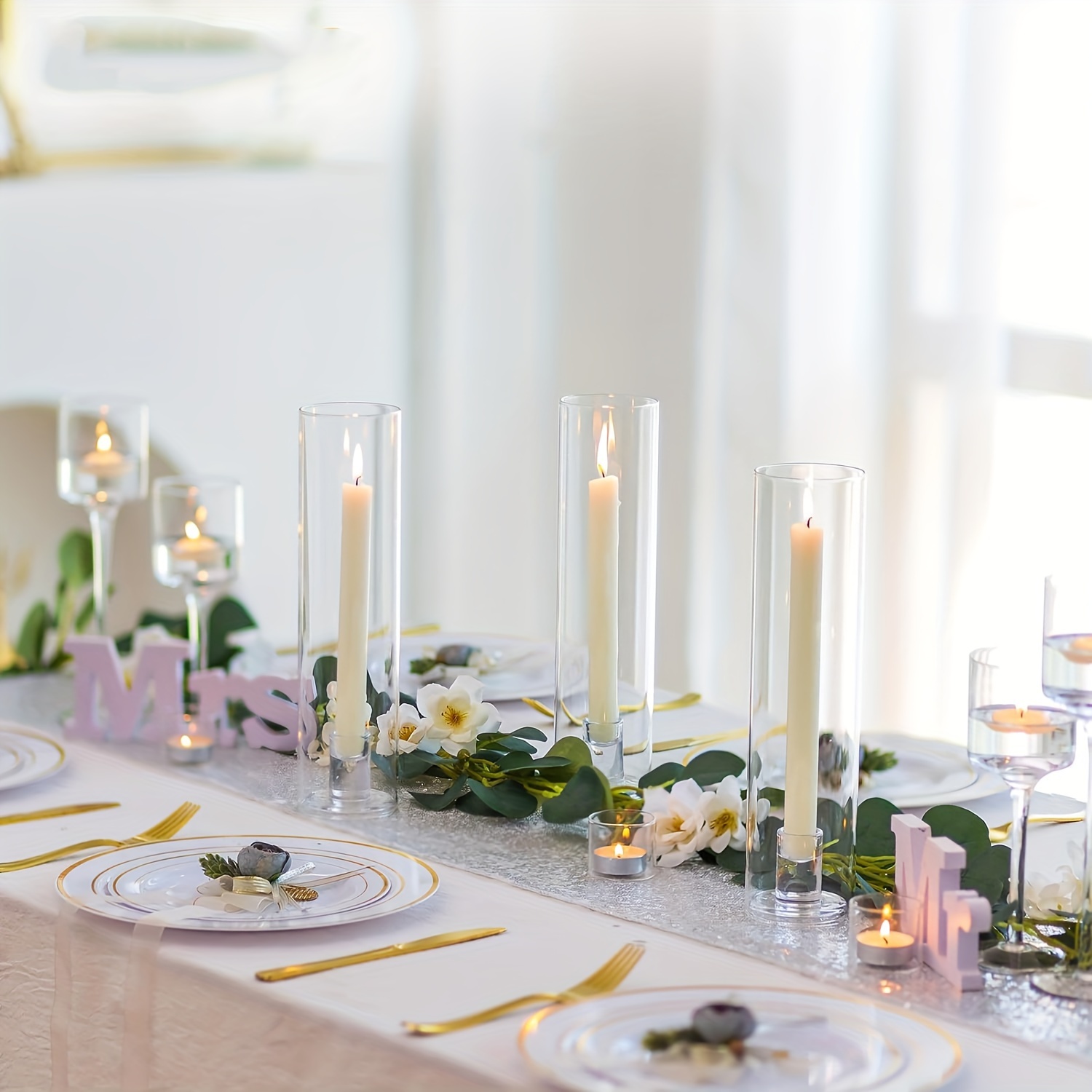 2-delige glazen winddichte kaarsenhouder, woondecoratie, bruiloftsdecoratie