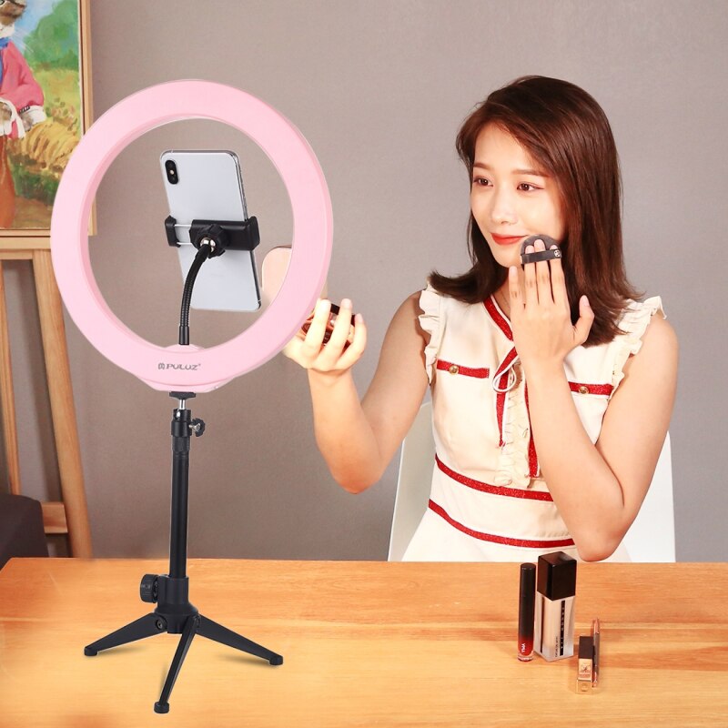 PULUZ Dimmable Color Fill Light Ring Light LED Ring Light RGBW Dimmable Lighting Kit For Makeup Camera Selfie Video Live