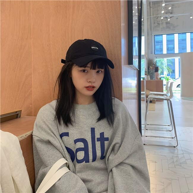 Bomuldsbaseballhatte til mænd og kvinder, bogstaver, afslappede baseballkasketter, bløde solhatte, hestehalehatte til piger: Sort