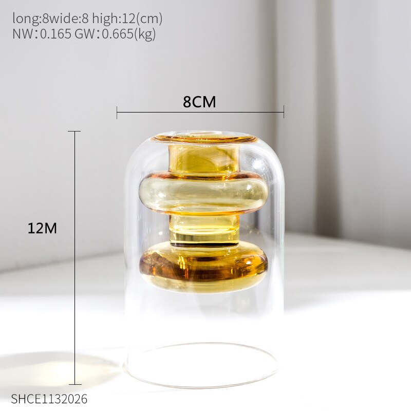 Nordisk stil färgglada glas transparent vas blomsterarrangemang hydroponisk vattenbruk flaska hem vardagsrum bord dekoration: Shce 1132026