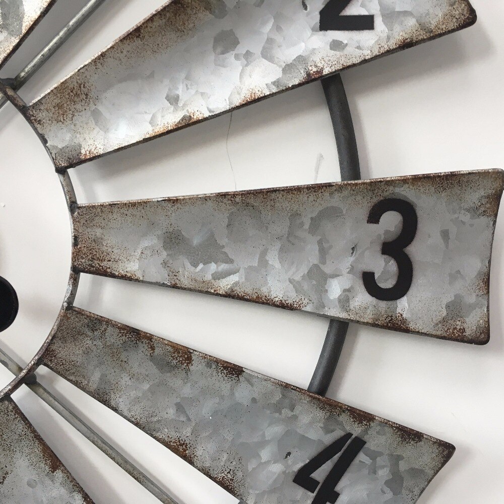 Reloj de pared decorativo de molino de hierro Industrial europeo grande 23 "/30"