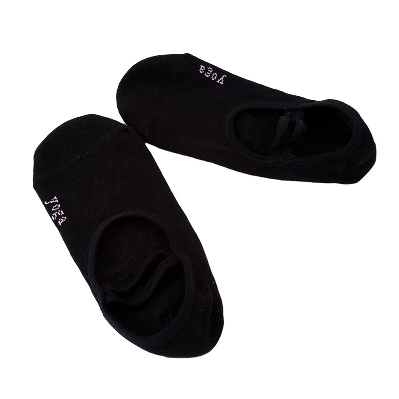 Antiskid Yoga Tøffelsockor Dam Halkfria Gummiprickar Cykelsockor Latex Pilates Balett Danssockor: Svart