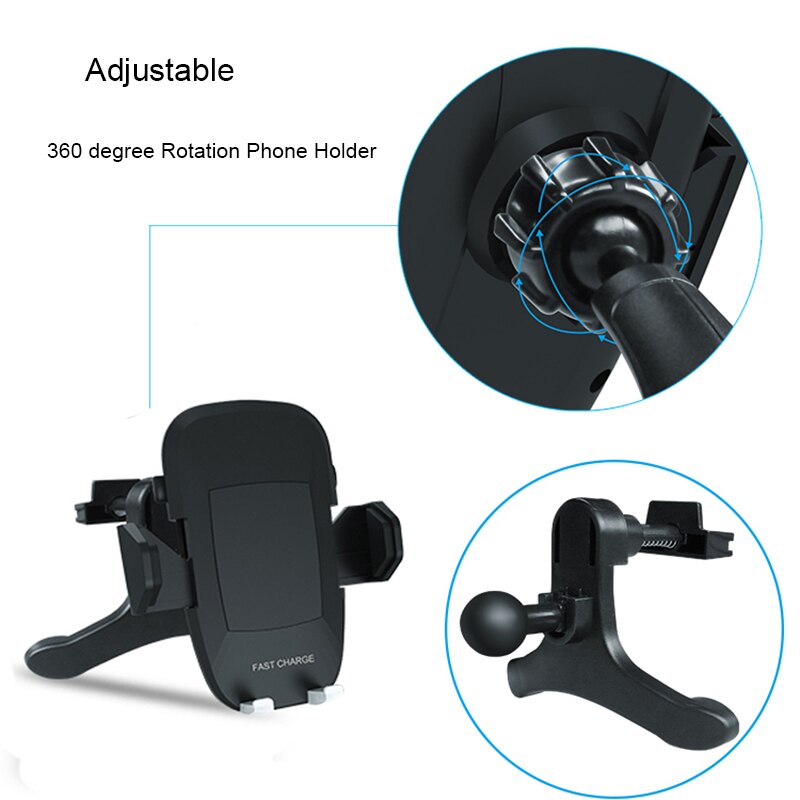 Qi Fast Wireless Charger Air Vent Car Phone Holder For iPhone 11 Pro Max Samsung S10 Plus S9 Note 10 9 Car Wireless Charging Pad