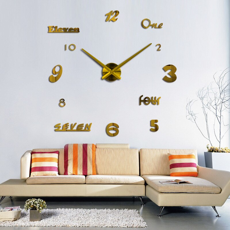 3D Wandklok Horloge Modern 3D Diy Acryl Spiegel Stickers Horloges Woonkamer Quartz Naald Europa Wandklokken Grote size