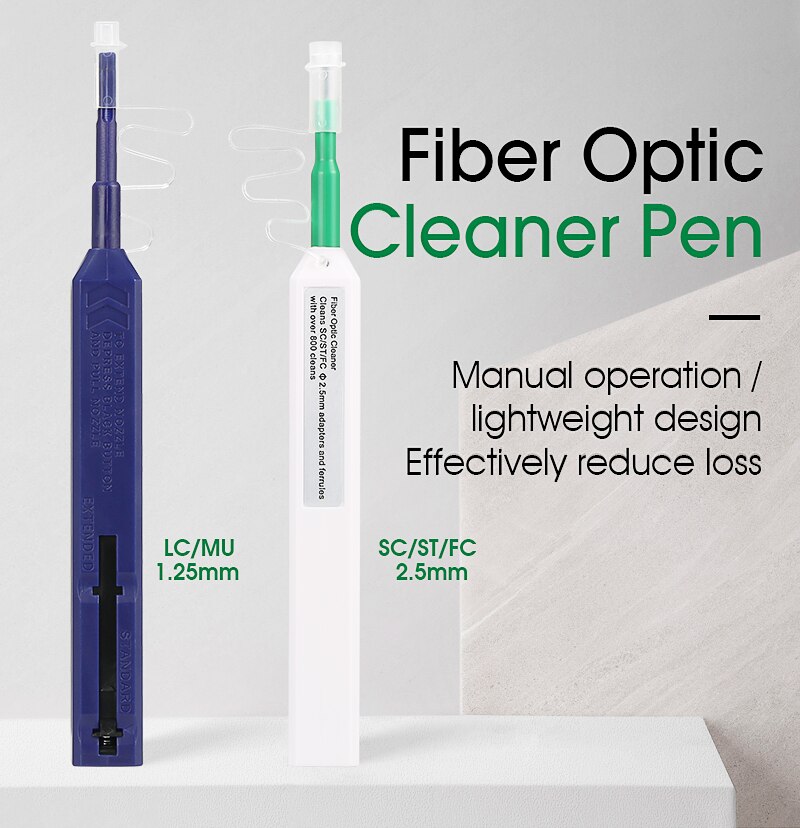 2PCS/lot Fiber Optic Cleaner Pen LC/SC/FC/ST 1.25mm+2.5mm 800 Cleans Anti static connector Adapter Cleaning Pen Smart cleaner SC