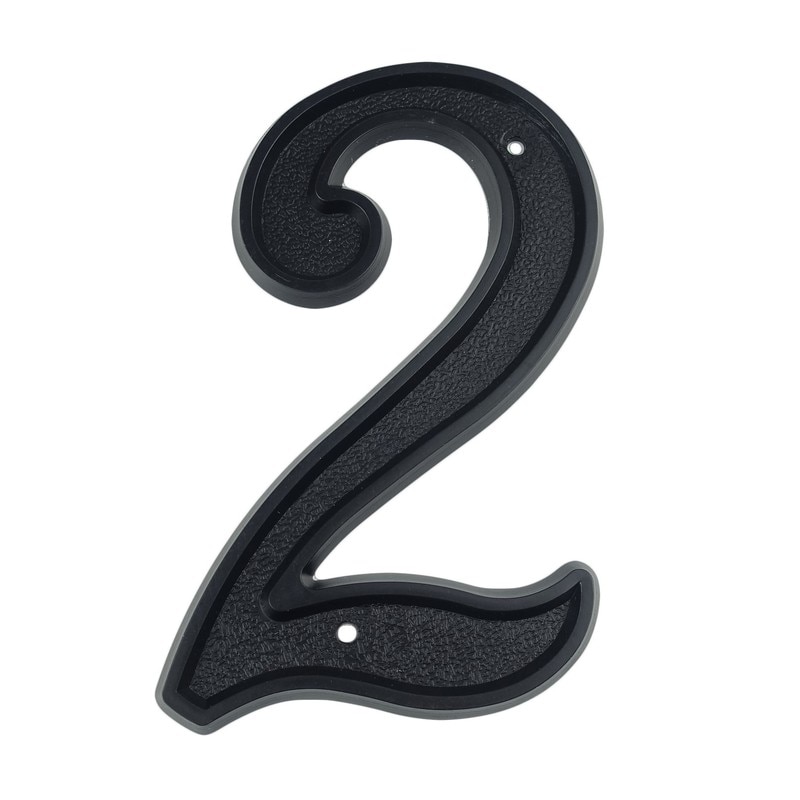 139mm Big 3D House Number Door Home Address Numbers for House Number Digital Door Outdoor Sign 5.5 Inch. #2 Black ABS Plastic