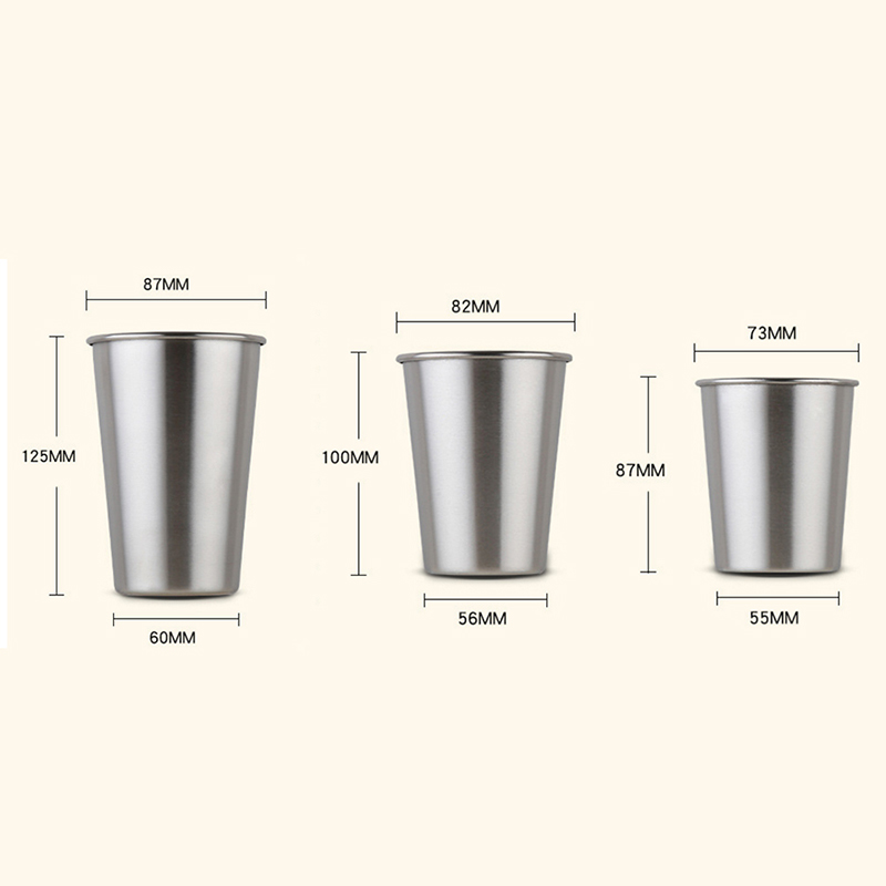 Vasos metálicos de acero inoxidable de 230ML/350ML/500ML, vasos de pinta para acampar al aire libre, tazas para bebidas, café, té, cerveza