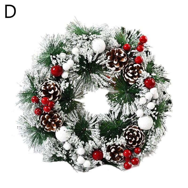Julekrans kunstig pinecone røde bær krans dekoration hængende hoveddør væg træ: 5 ac 703846- d