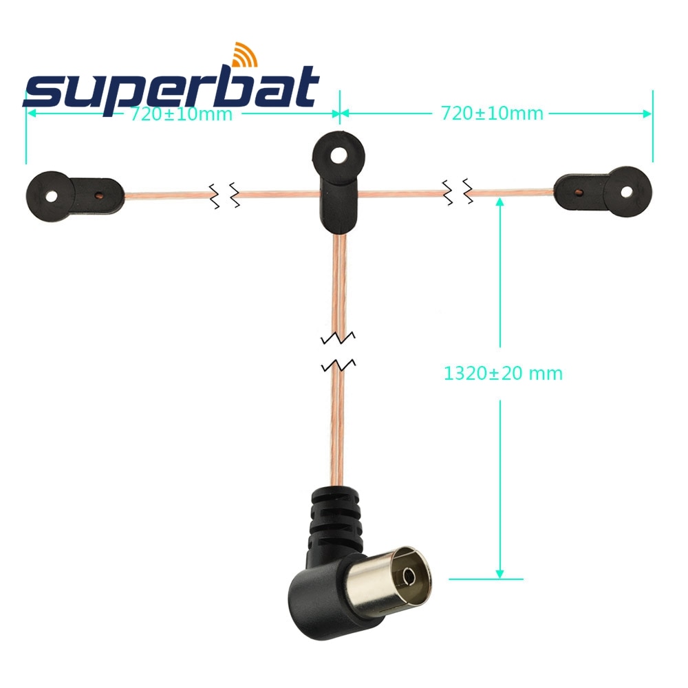 Superbat Indoor FM Dipole Antenna Copper Aerial-HD Radio Female Jack Pal Connector 75 Ohm for Stereo Receiver