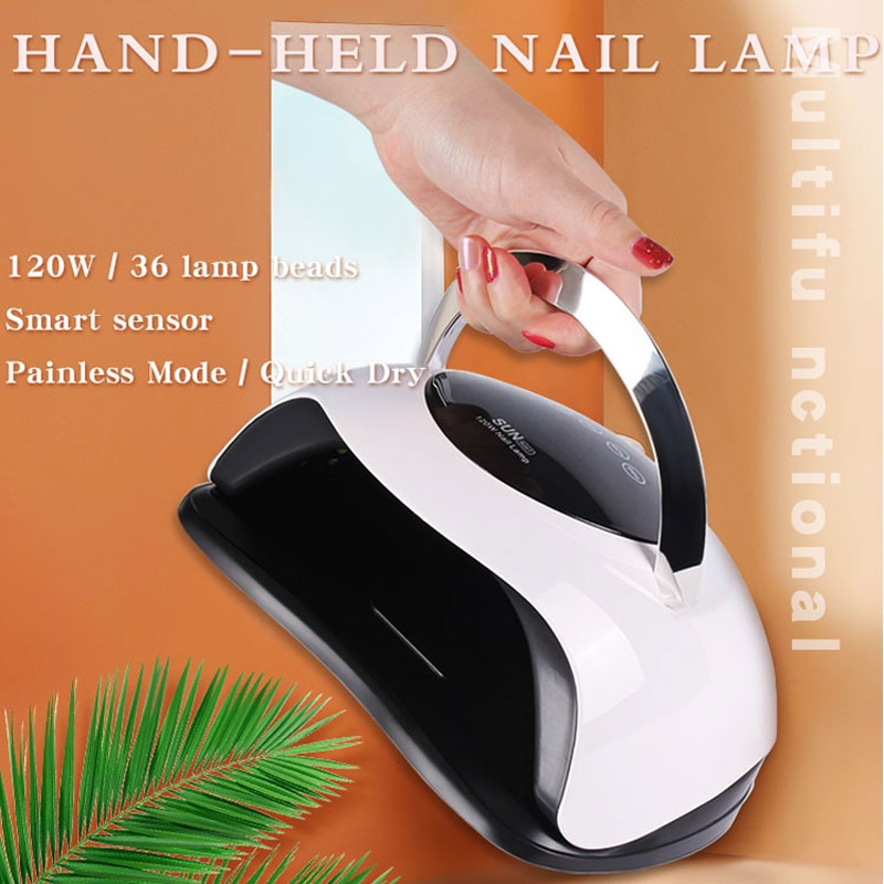 SUN BQ5T-lámpara UV LED de 120W, luz de hielo de alta potencia, secado rápido de esmalte de Gel, autodetección, herramienta de manicura pedicura