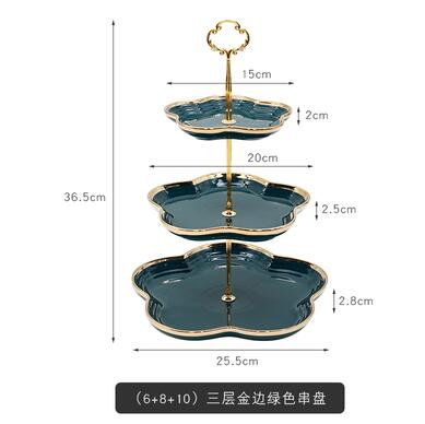 Bandeja de cerámica para pastel de estilo nórdico, soporte para Tartas, platos de boda, vajilla de , estante de exhibición, merienda de té de la tarde, 3 niveles: 5