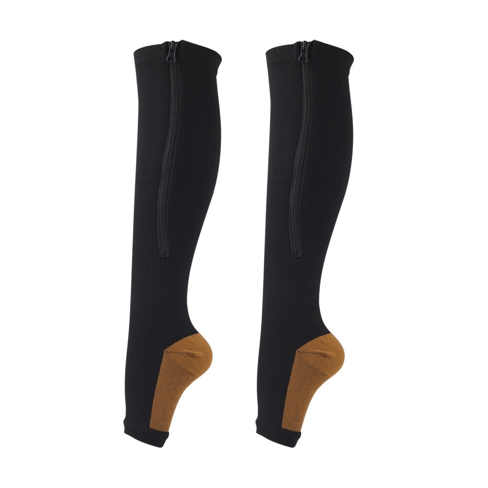 1 paar sport-kompressionsstrümpfe mit reißverschluss, fußball- und basketballsocken, stovepipe-socken, beinstrümpfe zur vorbeugung von krampfadern: A / L xl