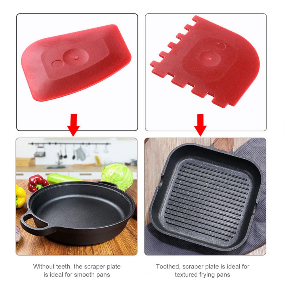 Oil-proof 1 Set Food-graded Grill Pan Scraper Set Reusable Pan Cleaning Scraper Smooth Surface for Bowl