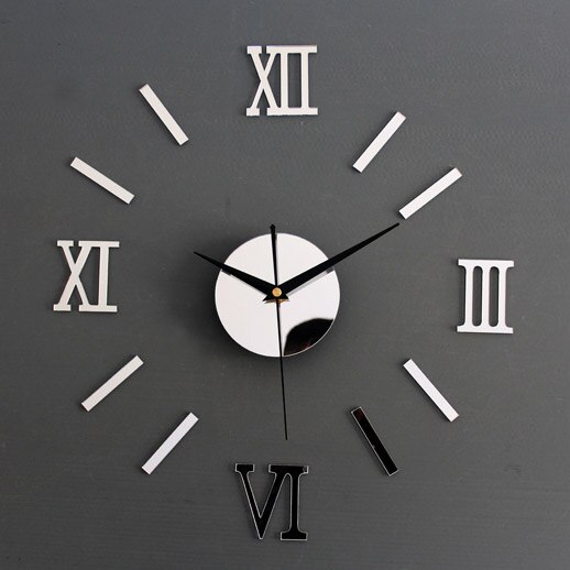 Rome – horloge murale numérique 3d, en acrylique, silencieuse, moderne,: Argent