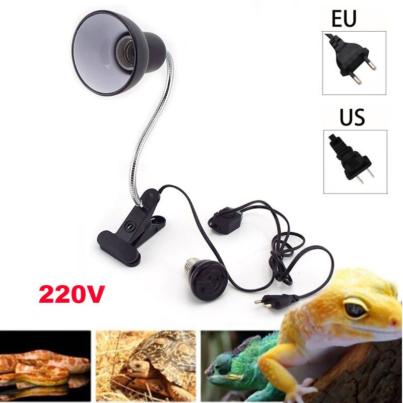 Kit de Mini lámpara de calor para reptiles, 50W, 75W, 100W, con luces de Clip E27, soporte de enchufe, lámpara de calefacción, juego de iluminación para tortugas