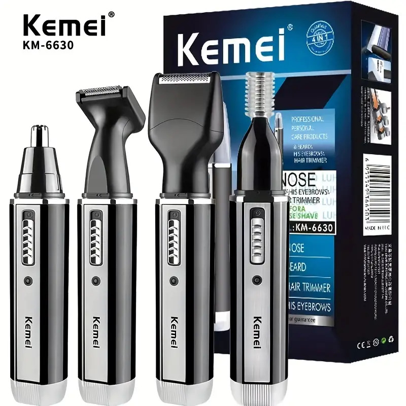 Kemei -6630 neushaartrimmer voor neus- en oorreiniging, oplaadbare neustrimmer, baardtrimmer voor mannen, scheerapparaat, wenkbrauwverzorgingsset