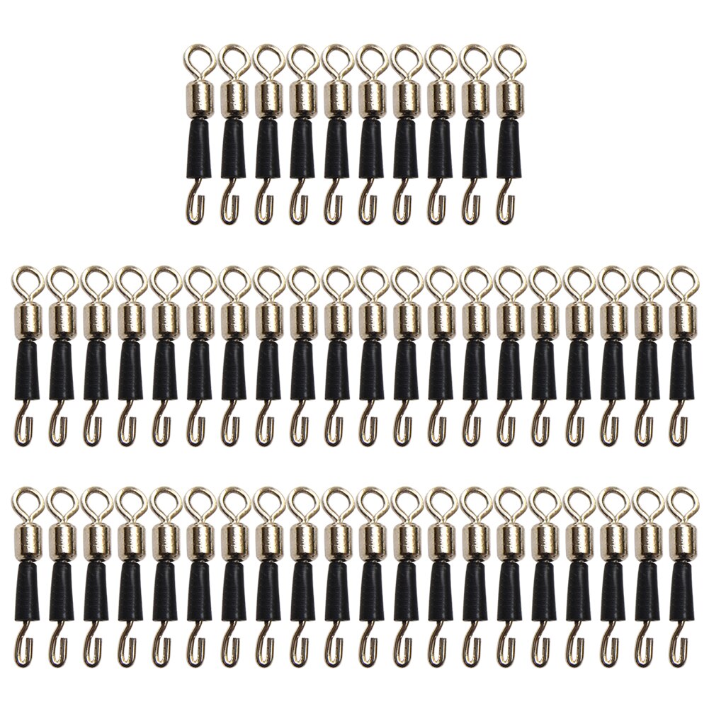 30 Stks/partij Ball Bearing Swivel Solid Ringen Vissen Connector Oceaan Boot Vissen Haken Quick Fast Link Connector: 50pcs L black