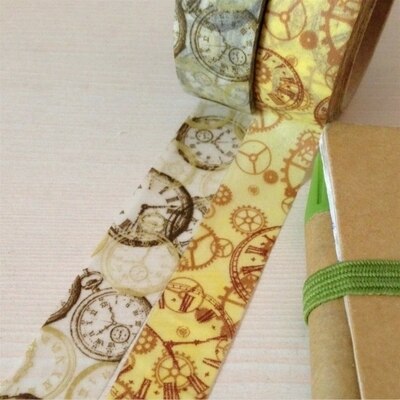 Beautirul 15mm*10m washi paper tape/Vintage clock and clock gear wheel masking japan washi tape