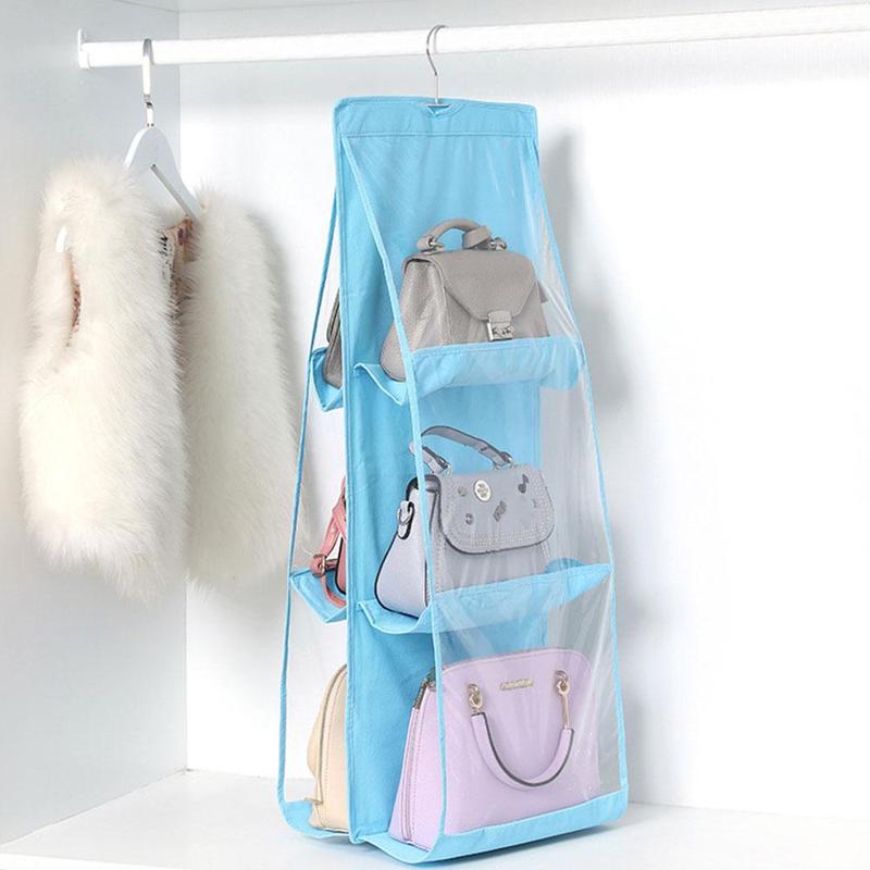 6- vaks hangende handtas organizer voor garderobekast diverse transparante wand met tas deurhanger doorzichtige tas tas schoen st  c1 t 0