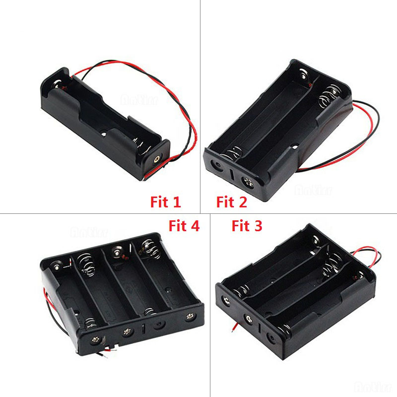 1X 2X 3X 4X 18650 Battery Case Holder 3.7V Plastic Battery Storage Box Case Holder Leads with Storage Box With Wire Lead