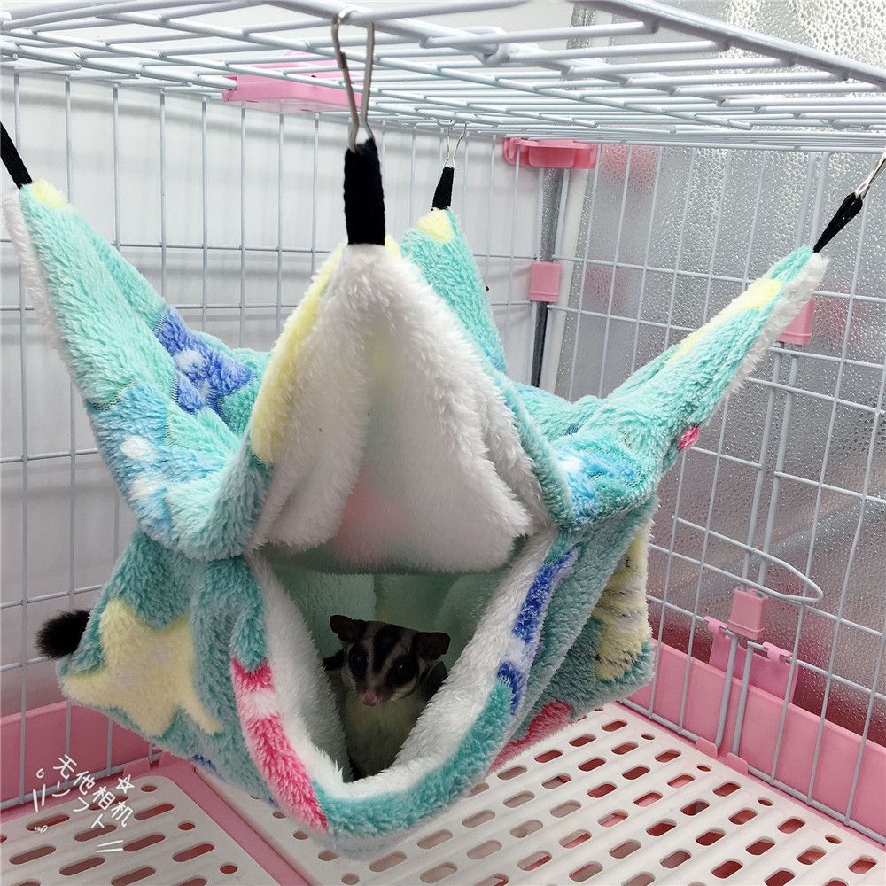 Small Pet Hammock Hanging Beds Hamster Cage Ferret Rat Squirrel Beds Comfortable Double-layer Plush Cotton Nest Pet Sleeping Bag