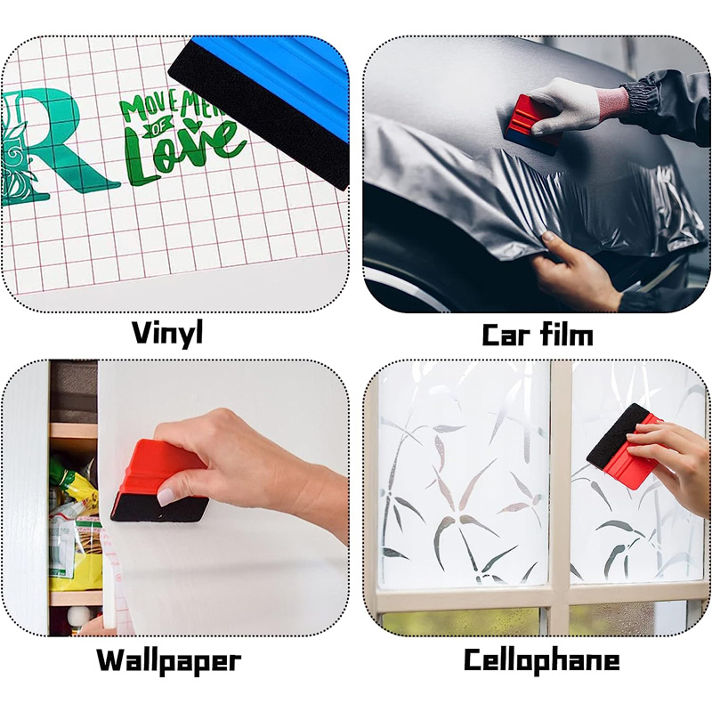 Escurridor de plástico con borde de fieltro, raspador de envoltura de vinilo para coche, herramienta de envoltura de escurridor de fieltro, aplicador de calcomanías, herramienta de alisado de papel tapiz, 1 ud.