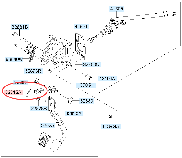 Dla Hyundai SOLARIS akcent sprzęgła sprężyna powrotna 32815H8100 32815C8100 pedał sprzęgła wiosna 32815h8100 Solaris