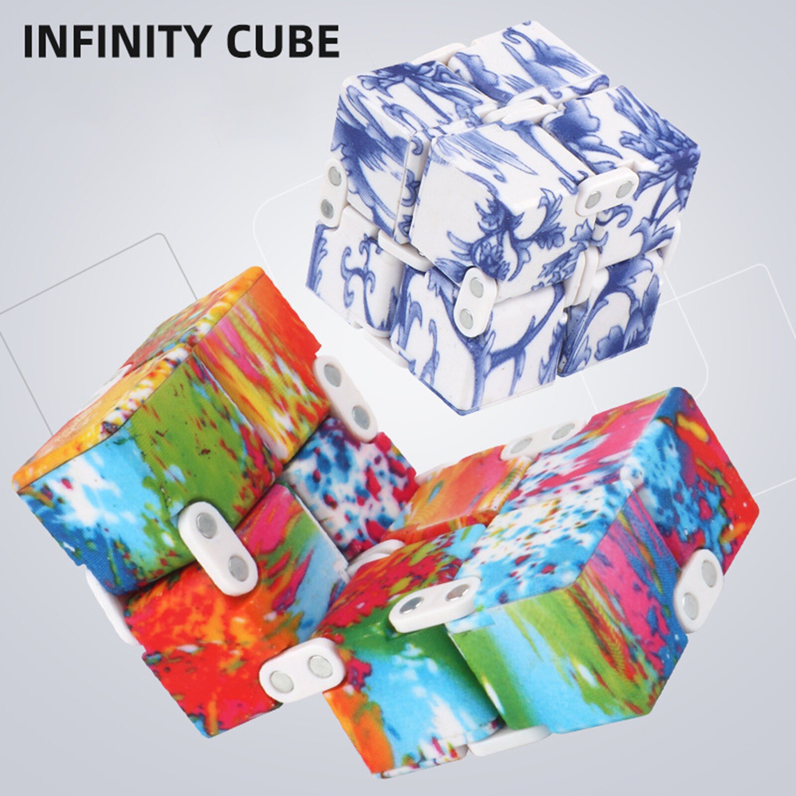 Stress Relief Toy Pocket Infinite Cube Blue And White Two Colors Porcelain Novelty Unique Fidget Decompression Toys For