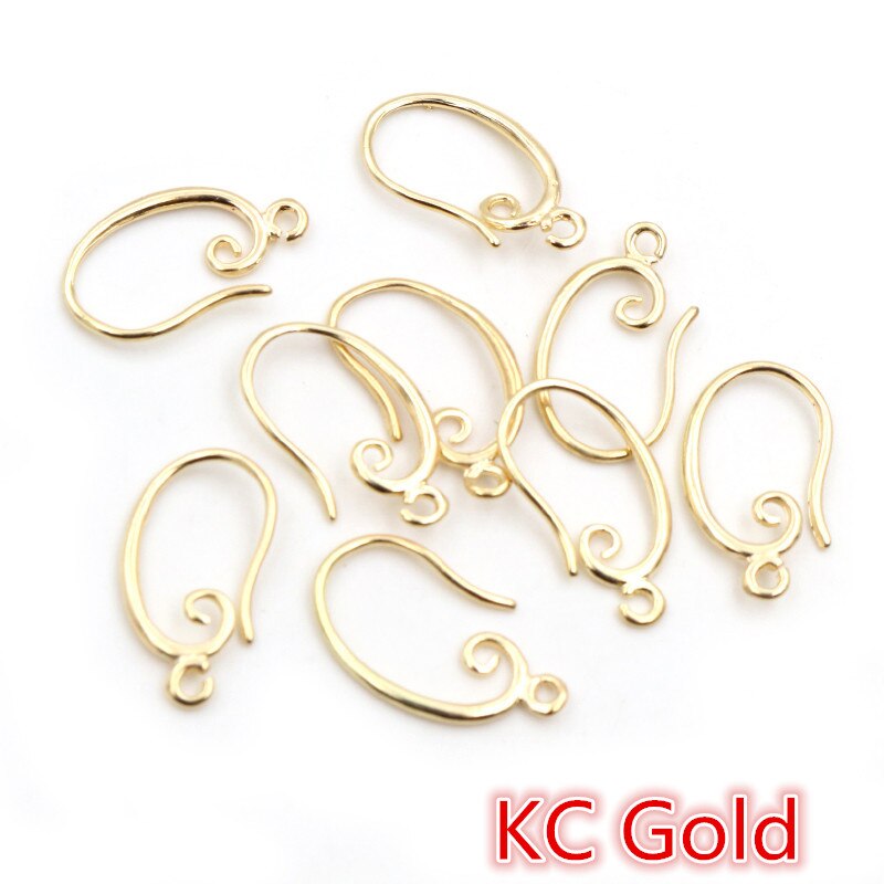 10Pcs 19X11Mm Klassieke 8 Kleuren Plated Messing Franse Earring Haken Draad Instellingen Base Instellingen hele: KC Gold