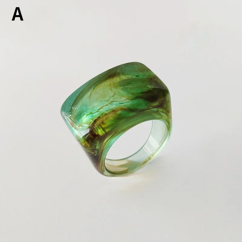 Bague créative en résine acrylique, Vintage, Simple, géométrique, carrée, pour femmes et hommes, bijoux: WHITE