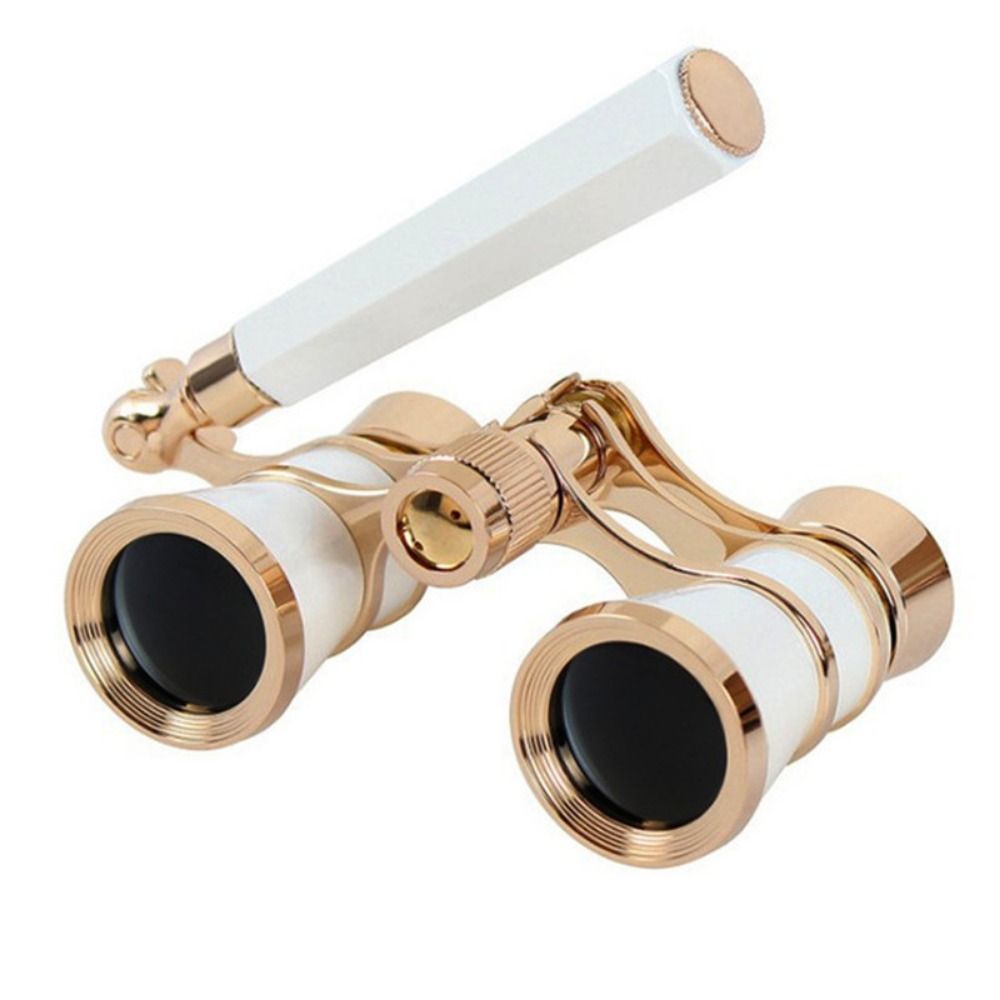 Optical BK9 Opera Glasses Lightweight Compact 3X Musical Concert Telescope Adjustable Handle Extendable Pocket Binoculars Women: Beige
