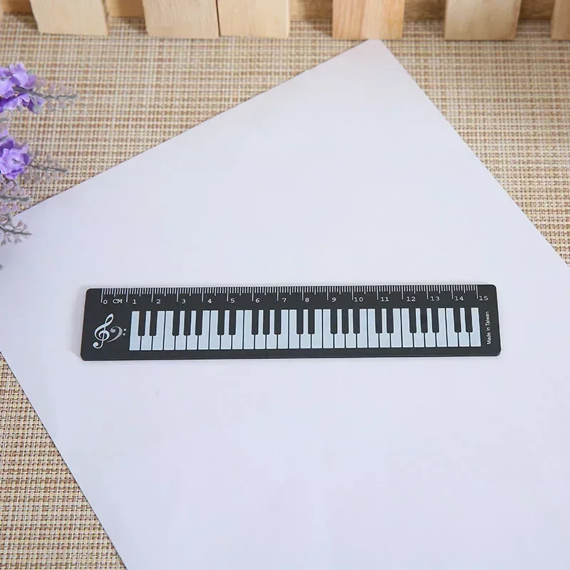 Office Stationery Music Straight Rulers Cat Musical Note Piano Transparent Ruler Bookmarks Measuring Scale Supply: Yellow