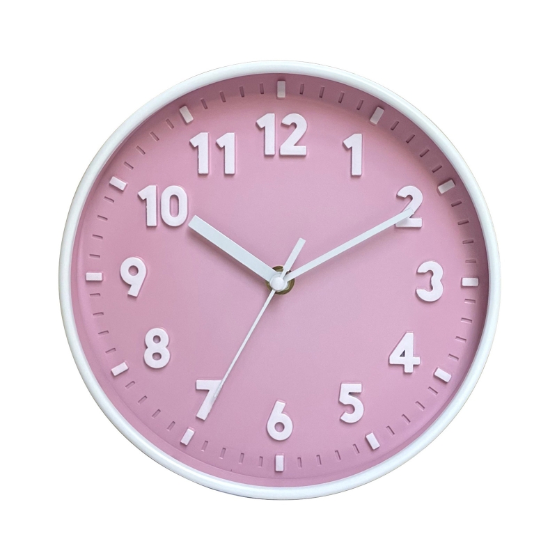 K1MF Moderne, einfache Wanduhr, 20,3 cm, Bonbonfarben, geräuschlos, für Zeituhren, Ornament für Zuhause, Schlafzimmer, freundlicher: Rosa