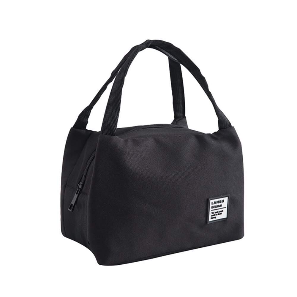 Bolsa de almuerzo reutilizable recipiente aislante para almuerzo bolso de mano para mujeres o trabajo Picnic canotaje playa pesca trabajo: Black