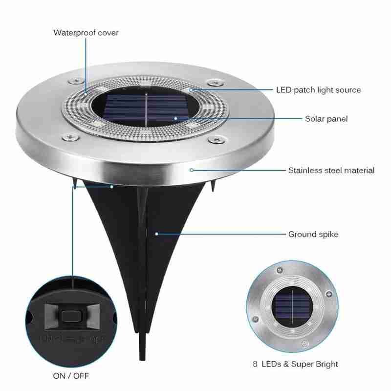 Sol 8 led begravet lys lampe udendørs reflektor lys tip med vokse jorden haven vandtæt dekoration led  m6 l 9