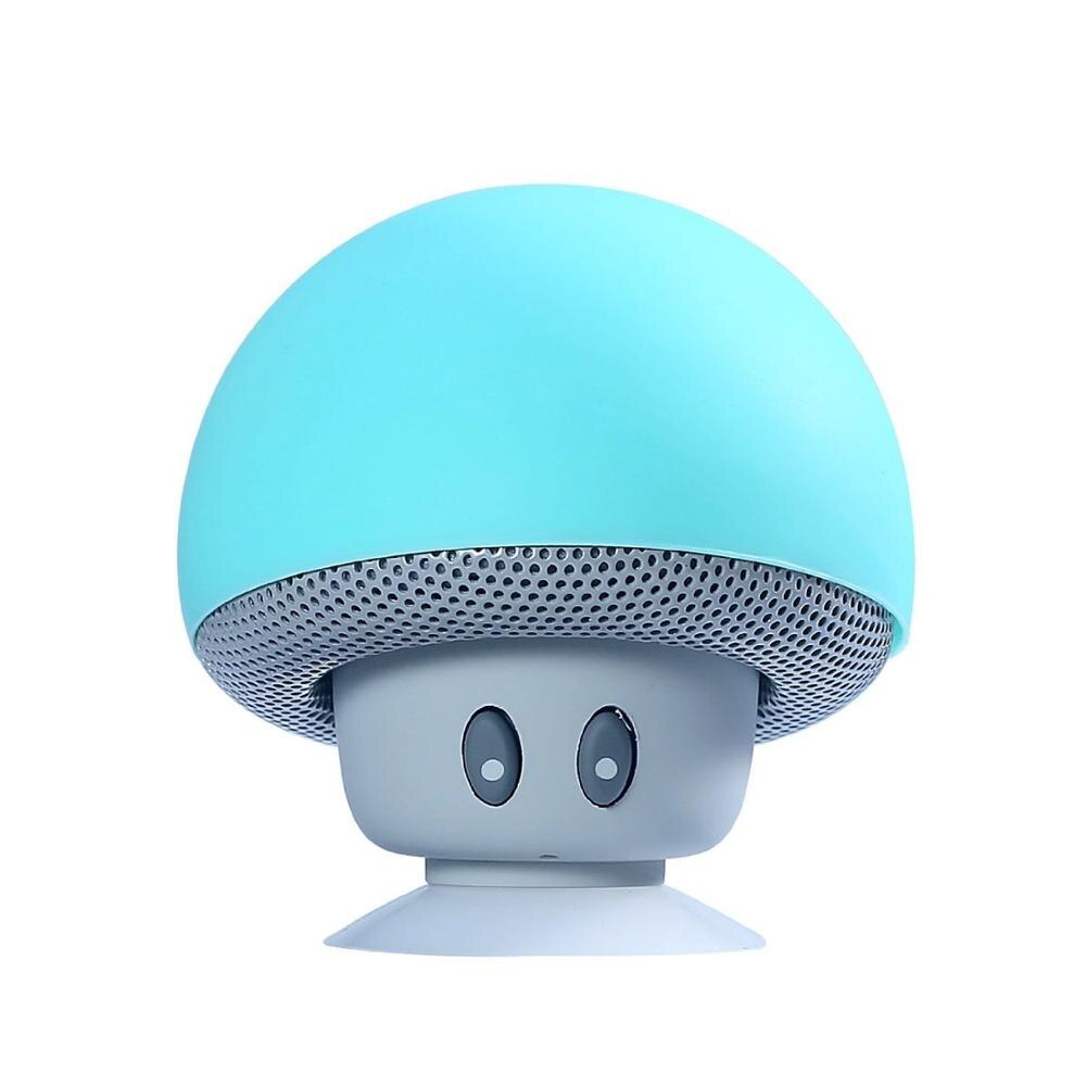 Cute Mini Wireless Bluetooth Speaker Rechargeable MP3 Player with Mic Waterproof Portable Stereo Bluetooth Mushroom For Phone PC: Light Blue