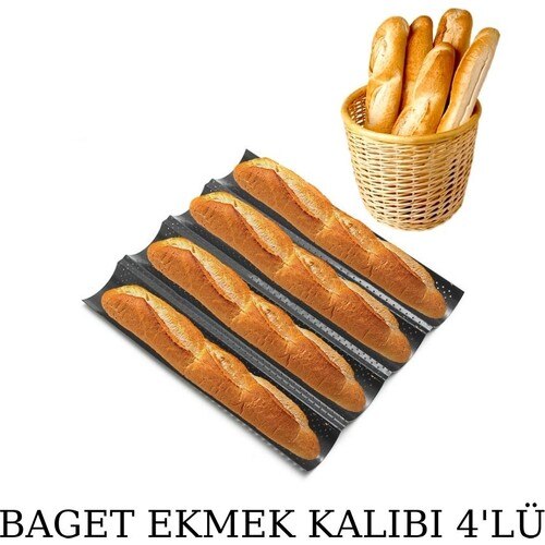 Baget Bread Mould Carbon Steel 4 Bagets Non Stick 37x31x4 cm