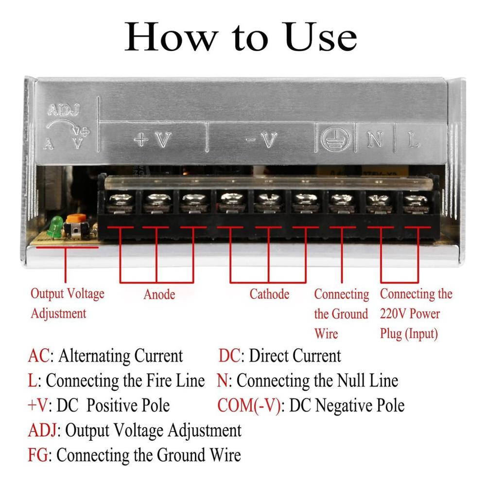 12V 30A 360W Schakelende Voeding Adapter Monitor Led Strip Verlichting Dc Transformers Gereglementeerde Switching