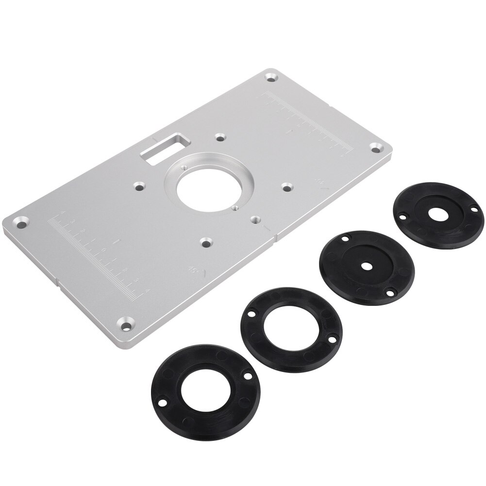 Router Table Insert Plate with 4 Rings Screws for Wood Working Benches Wood Router Trimmer Models Engraving Machine