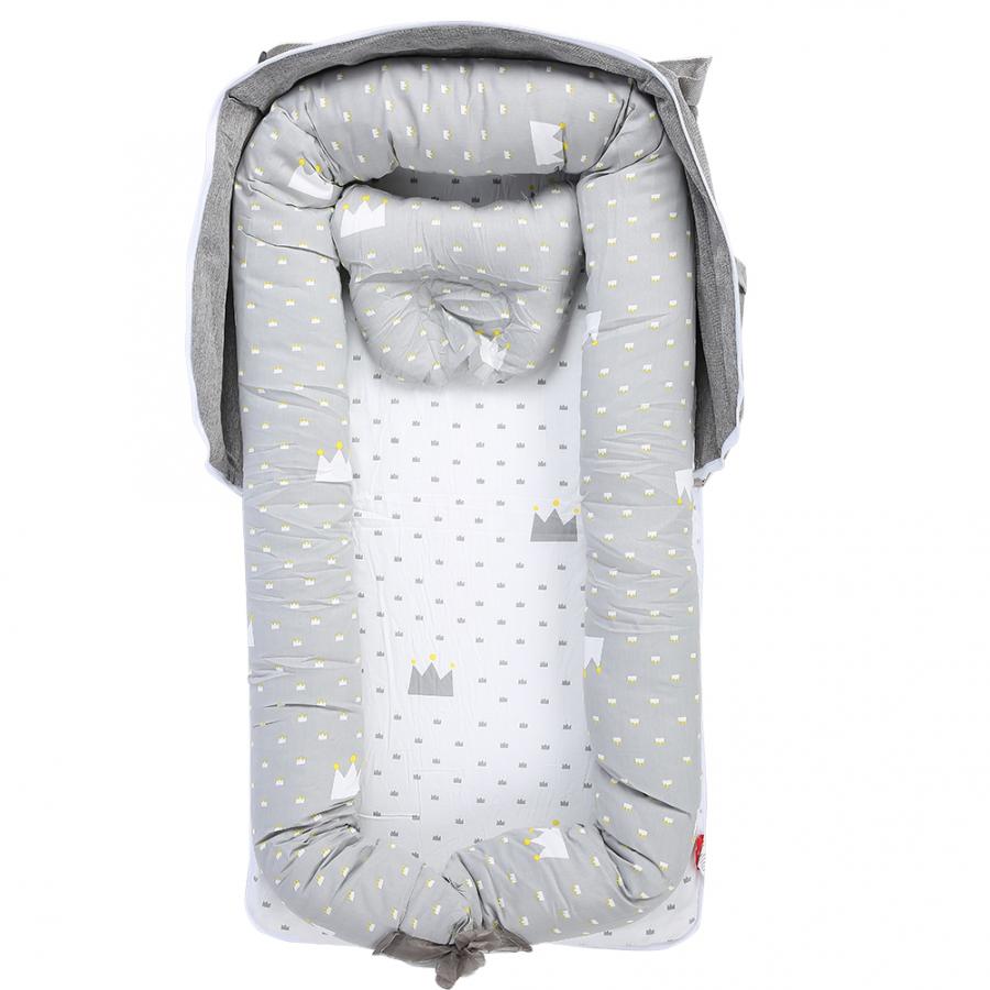 Aftagelig vaskbar bærbar barneseng spædbarn nyfødt soveværelse med pude baby beskyttelse rejseseng spædbarn vugge krybbe: Grå