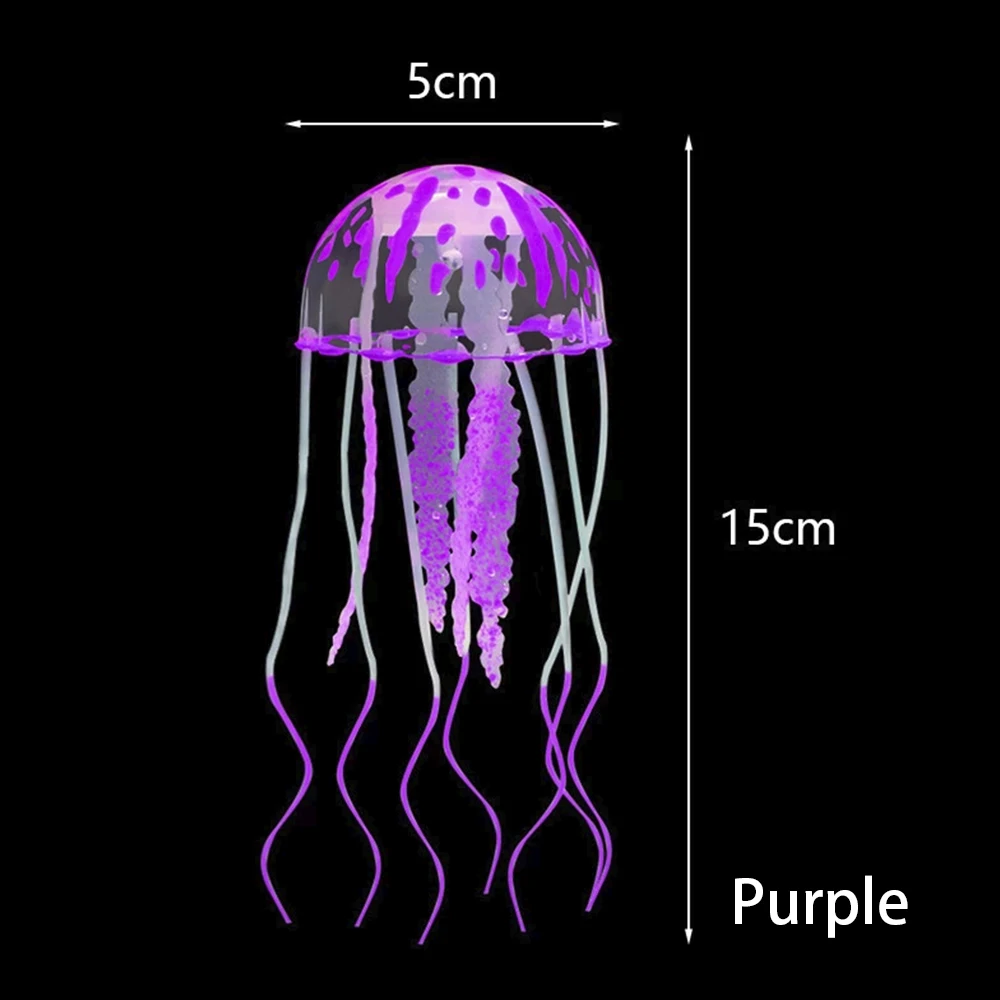 Künstliche Aquarium Ornament leuchtende Quallen Silikon schwimmende fluoreszierende Aquarium Ornamente Unterwasser Landschaftsbau Dekor: Grau