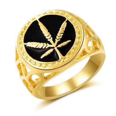 Chengxun Vintage Maple Bladeren Midden-oosten Sieraden Arabische Moslim Islam Ring Voor Mannen Vrouwen Retro Allah Ring Punk Antiek Goud: 8 / 01