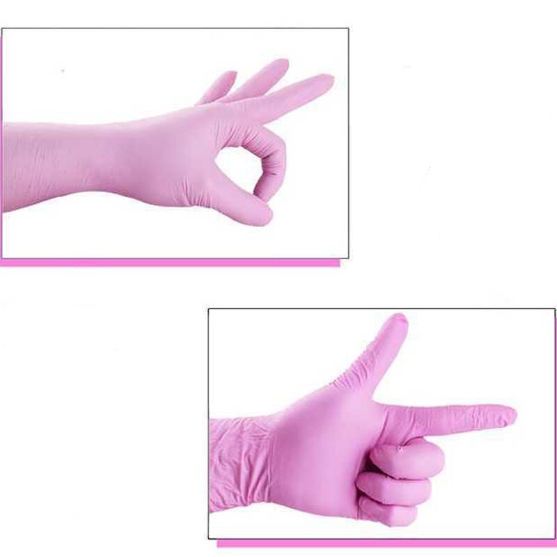 Guantes desechables de látex de goma Rosa dingqing, guantes de comida experimentales resistentes al ácido y a los álcalis para catering, belleza dental